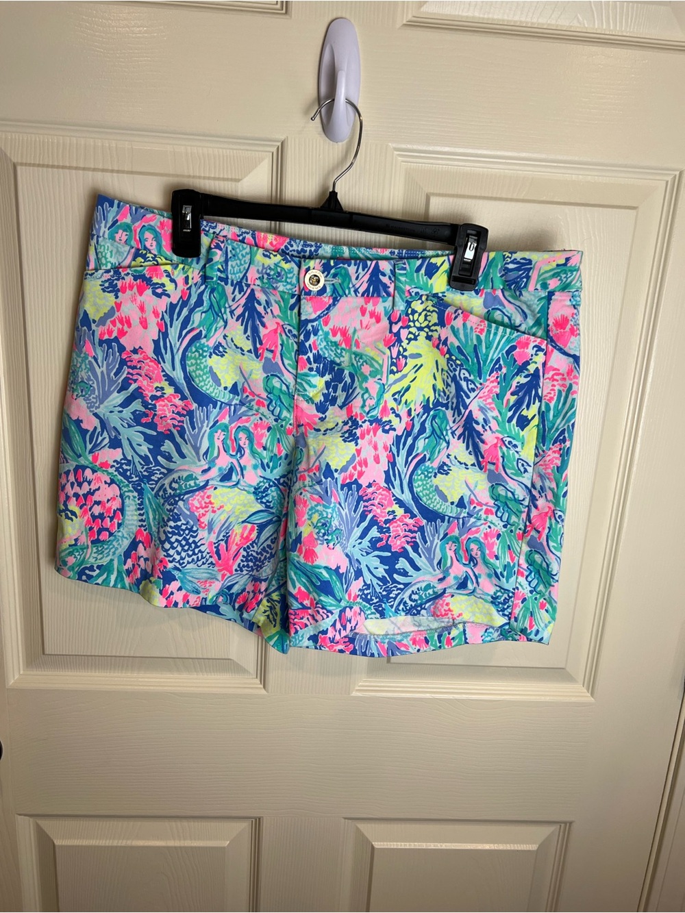 Lily Pulitzer mermaid cove size 14 Printed Cotton-Blend Shorts - Pink & Blue - Picture 2 of 15